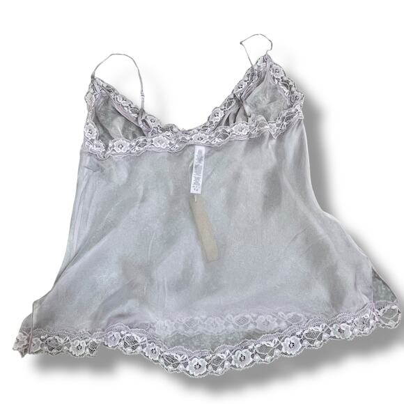 Skims Lace Triangle Silk Camisole Iris Mica Multi Large 12-14 100% Silk Purple - Picture 13 of 14